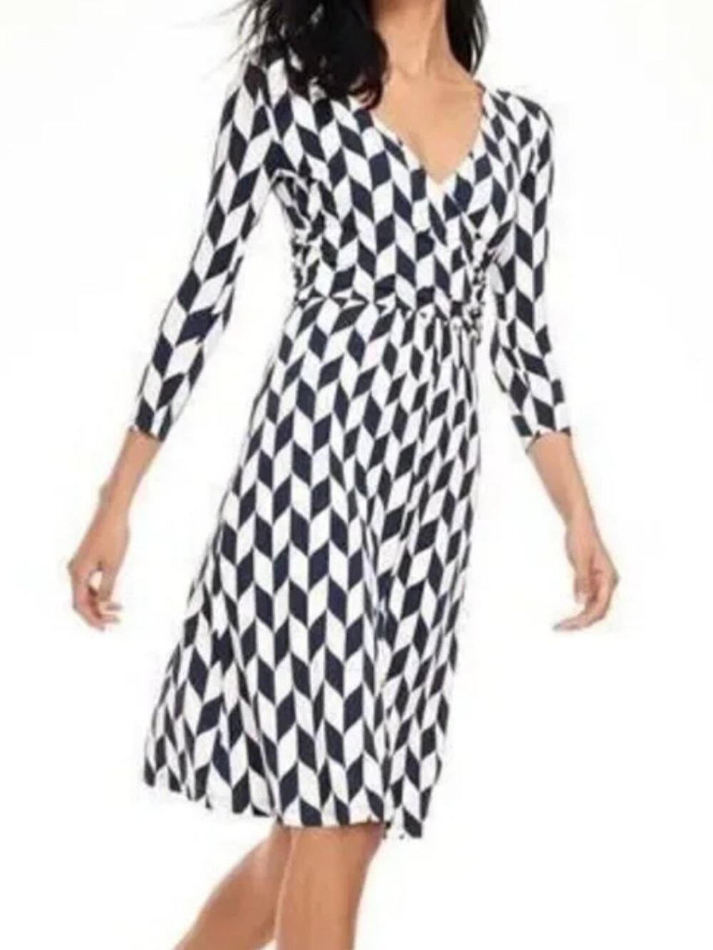 Boden Elana Fixed Wrap Dress 2R Navy White